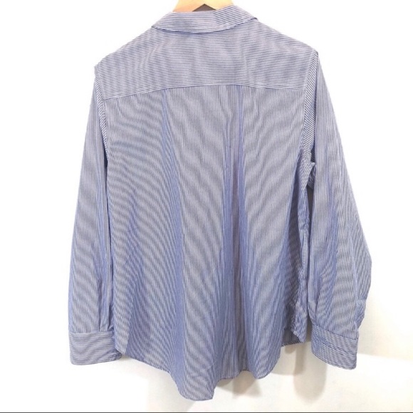 A New Day Blue & White Striped Button Down Blouse - Picture 2 of 4